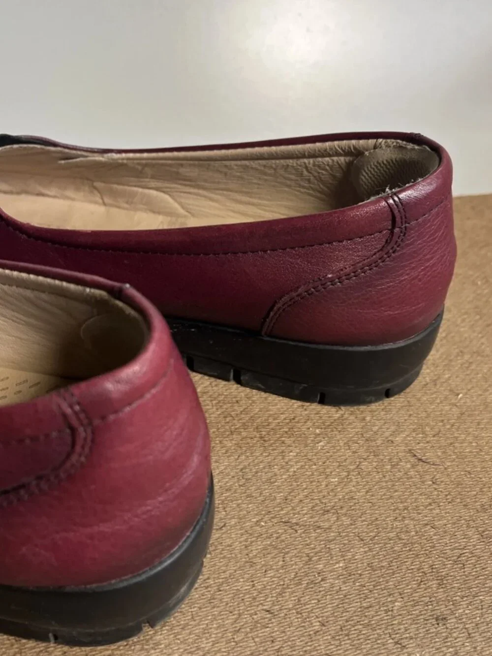 Ethan Valdes Burgundy Leather Loafers Slip On Size EU 6: US 8.5